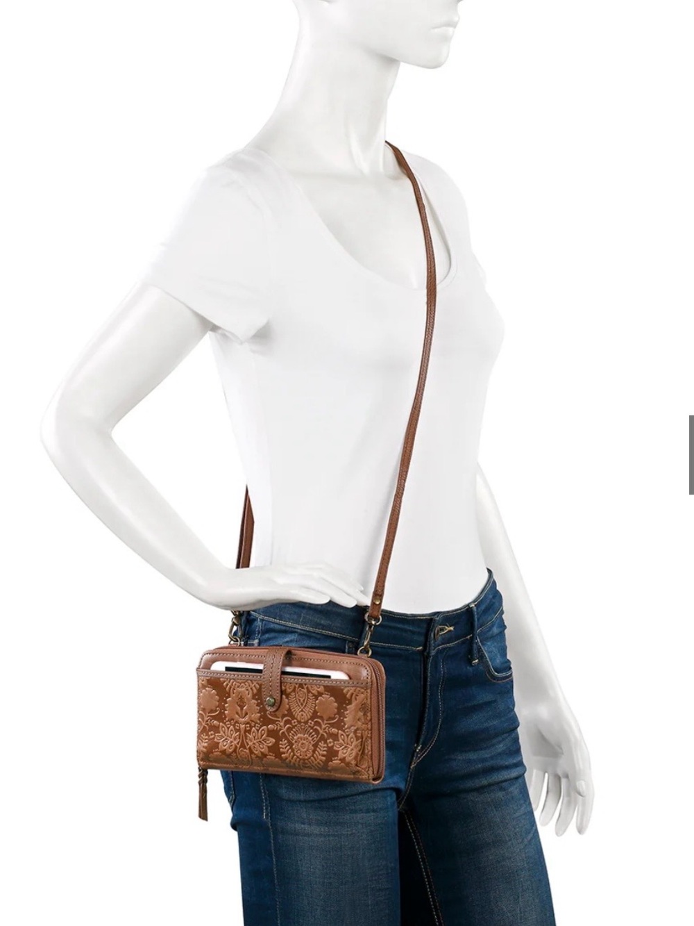 THE SAK Iris Cream Embossed Crossbody Wallet Bag - Picture 9 of 9